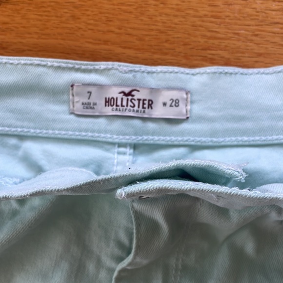 Hollister aqua jean shorts. Junior size 7. 28 waist. - Picture 2 of 3